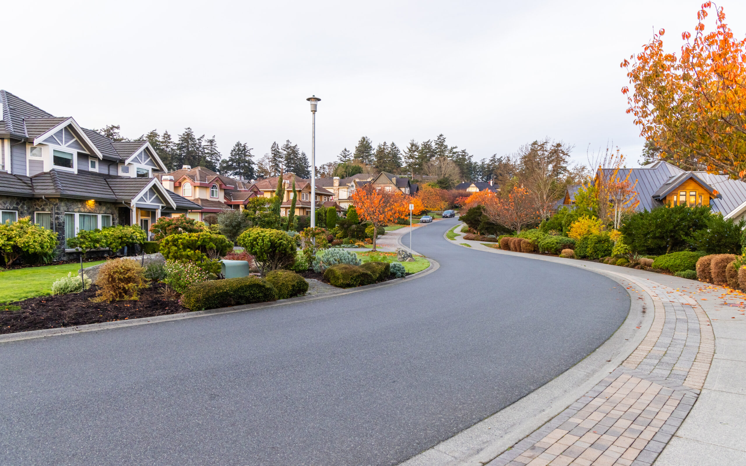 Charming Residential Street in Victoria, Vancouver Island, Autumn Colors Charming residential street in victoria, vancouver island, autumn colors